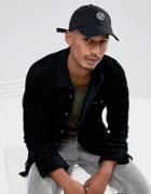 Jaded London Baseball Cap In Black With World Embroidery - Black