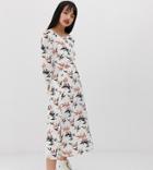 Glamorous Petite Midi Tea Dress In Palm Print-cream