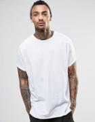 Asos Super Oversized T-shirt With Rolled Sleeve In White - White