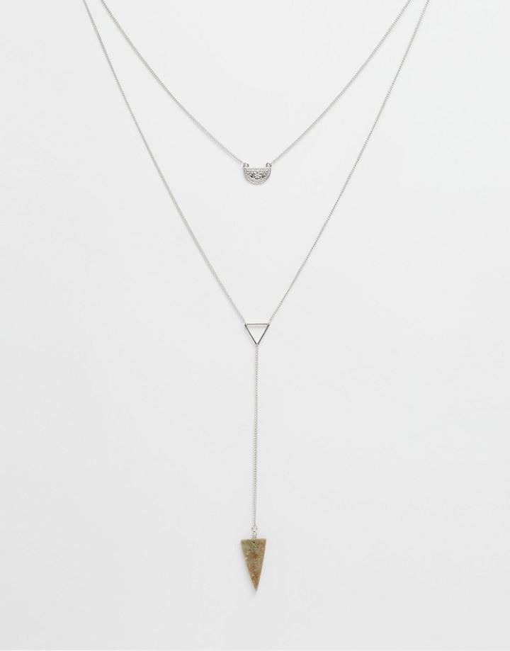 Asos Precious Triangle Swing Necklace - Multi