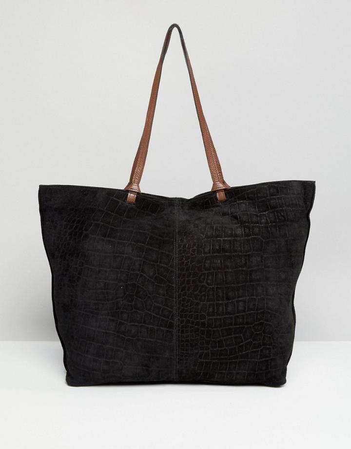 Asos Suede Croc Shopper Bag With Knot Detail - Multi