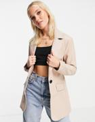 Miss Selfridge Faux Leather Blazer In Mink-neutral