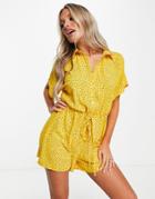 Ax Paris Button Through Romper In Yellow