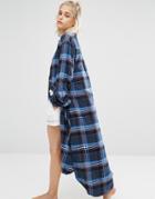 Dkny Long Shirt Robe - Blue