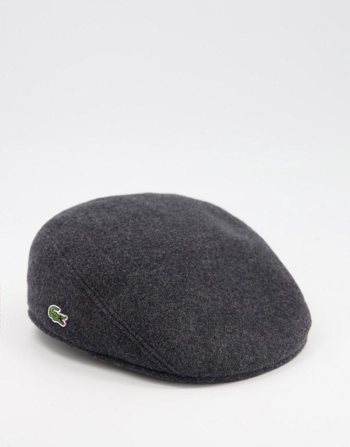 Lacoste Flat Cap In Gray-grey