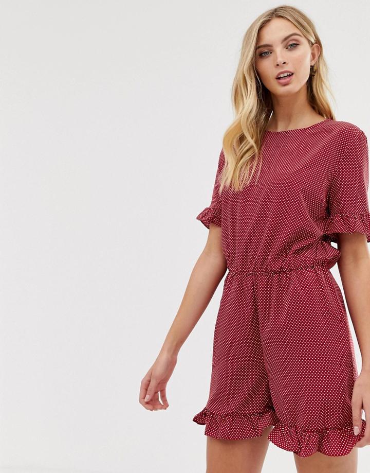 Vila Ruffle Romper - Red