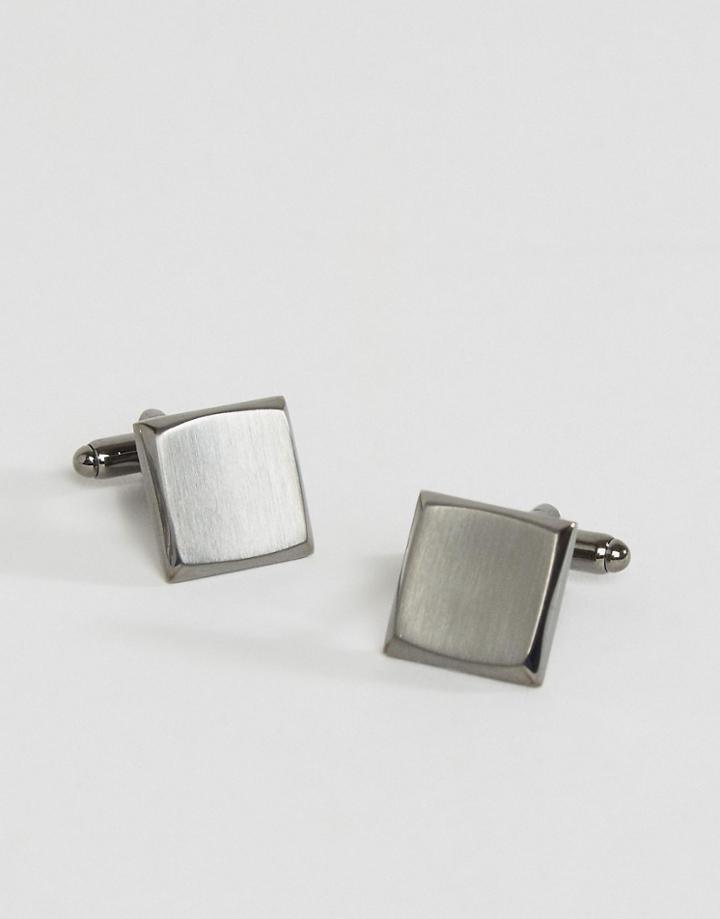 Asos Cufflink With Raised Square In Gunmetal - Silver