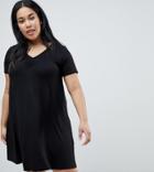 Asos Design Curve Ruched Front Swing Dress - Black