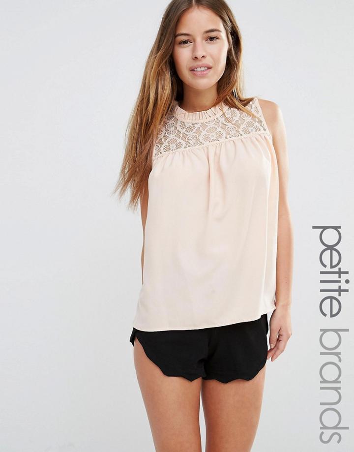 Vero Moda Petite Frill Neck Shell Top - Cream