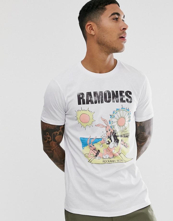 Asos Design Ramones Band T-shirt-white