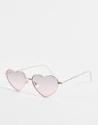 Asos Design Heart Frame Metal Sunglasses-gold