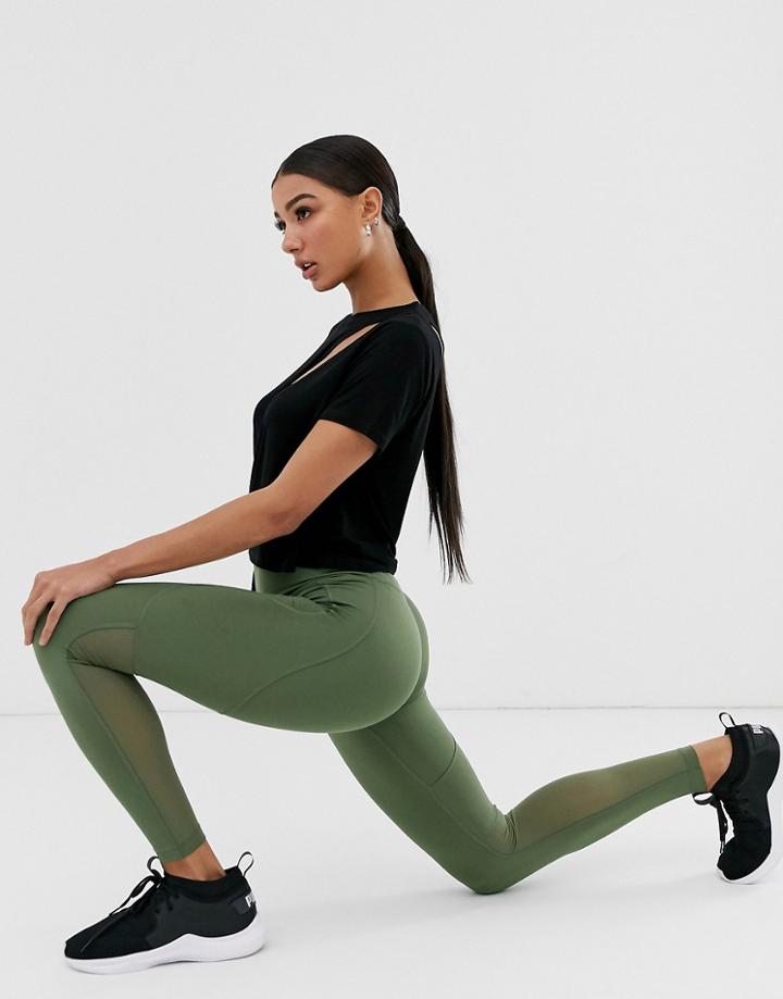 Asos 4505 Gym Legging With Bum Sculpt Seam Detail - Green