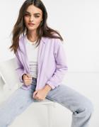 Stradivarius Zip Front Hoodie In Lilac-purple