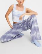 Weekday Roxa Organic Cotton Velour Blue Tie Dye Straight Leg Sweatpants-multi