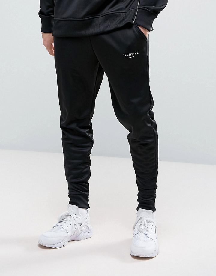 Illusive London Skinny Poly Track Joggers In Black - Black