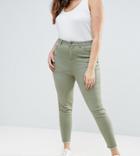 New Look Curve Washed Colored Skinny Jeans - Green