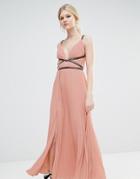True Decadence Petite Grecian Style Maxi Dress In Pleat Fabric - Pink