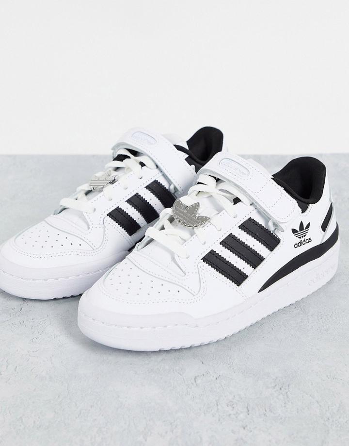 Adidas Originals Forum Low Sneakers In White With Black Stripes