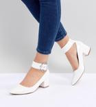 Asos Design Samber Wide Fit Mid Heels - White