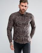 Asos Regular Fit Shirt In Camo Print - Brown