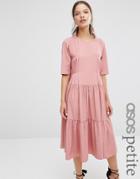 Asos Petite Pleat Front Smock City Maxi Dress - Pink
