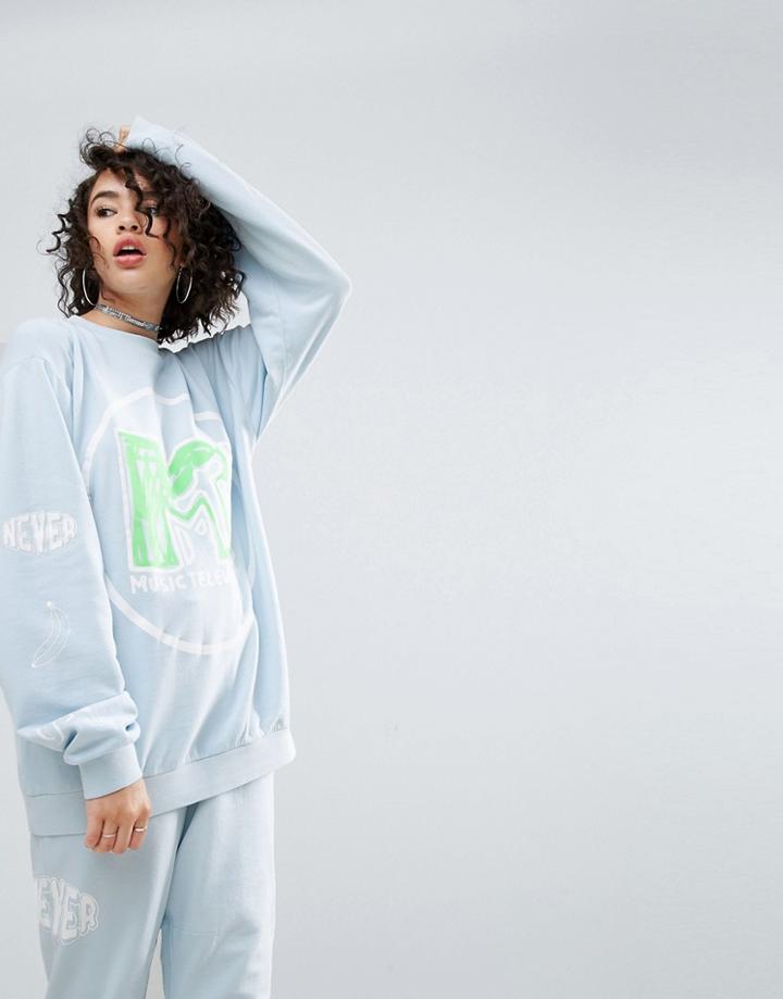 Asos X Mtv Sweatshirt In Logo Print - Multi