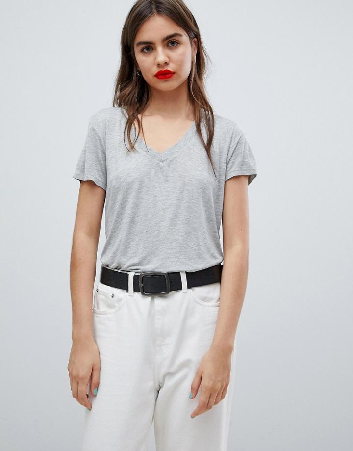 Tommy Jeans Drapey V-neck T-shirt - Gray