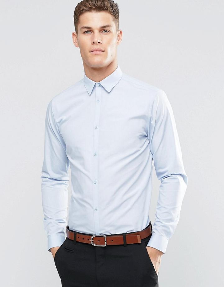 New Look Poplin Shirt In Light Blue In Regular Fit - Blue