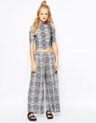 Monki Relaxed Wide Leg Pants - Multi