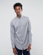 Selected Homme Grandad Shirt With Curved Hem - Gray