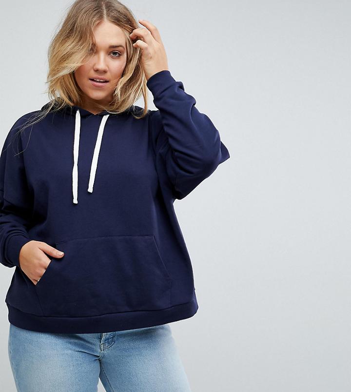 Asos Curve Boxy Hoodie - Navy