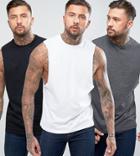 Asos Design Relaxed Sleeveless T-shirt With Dropped Armhole 3 Pack Save - Multi