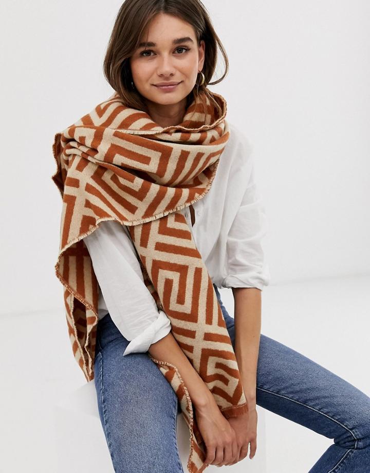 Asos Design Monogram Jacquard Long Scarf-multi