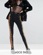 Asos Tall Ridley Skinny Jean In Skater Flame Print - Black