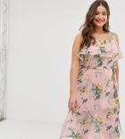 New Look Curve Floral Frill Midi Dress - Multi