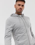 Asos Design Muscle Zip Up Hoodie In Gray Marl - Gray