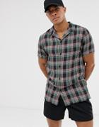 River Island Short Sleeve Fluro Check Shirt-black