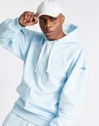 Liquor N Poker Oversized Spliced Hoodie In Light Blue With Elongated Panels-blues