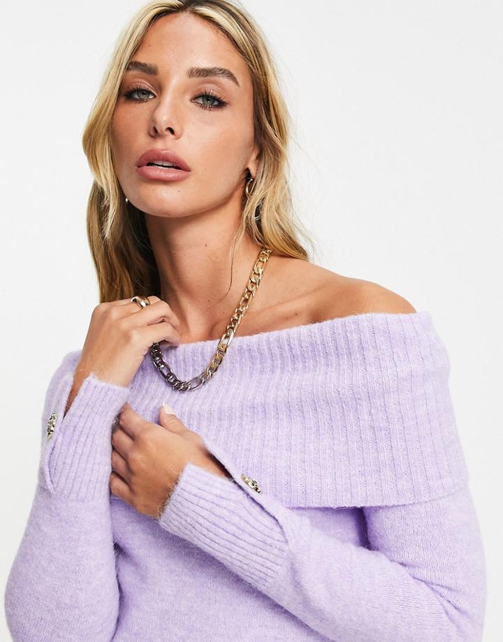 River Island Bardot Sweater In Purple