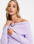 River Island Bardot Sweater In Purple