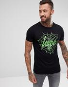Hype Halloween T-shirt In Black With Spiderweb Logo - Black