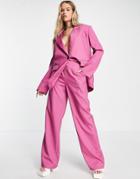 Kyo Oversized Wide Leg Tailored Pants In Pink Pinstripe - Part Of A Set