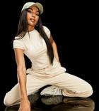 Asyou Branded 90's Fitted Cropped T-shirt In Stone-neutral