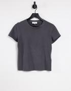 & Other Stories Organic Cotton Fitted Top In Washed Black