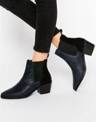 Park Lane Croc Print Leather Mid Heeled Chelsea Boots