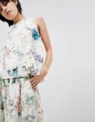 Paisie Double Layered Floral Top With Chiffon Lining - Multi