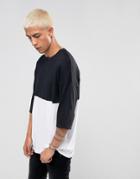 Asos Oversized T-shirt With Color Block - Black