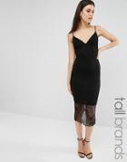Missguided Tall Lace Hem Midi Dress - Black