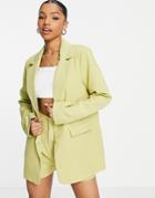 In The Style X Perrie Sian Boyfriend Blazer In Lime - Part Of A Set-green
