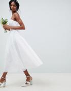 Asos Edition Bandeau Tulle Embellished Midi Wedding Dress - White